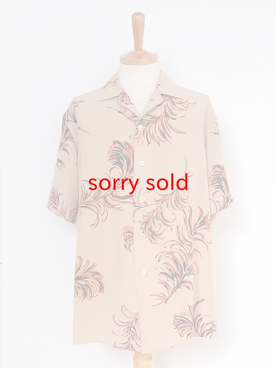 画像1: bed j.w ford / ベッド フォード Open collar half sleeves feather blouse (1)