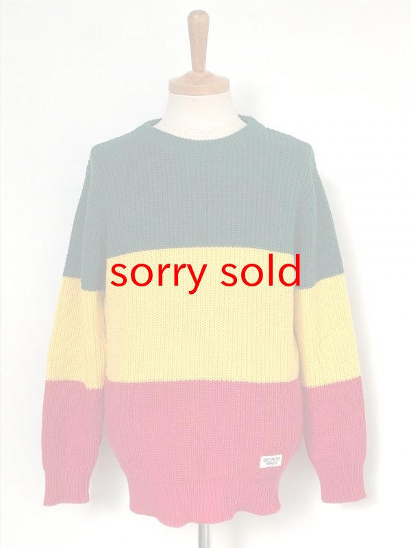 画像3: セール価格お問い合わせください。wackomaria  / ワコマリア rasta striped crew neck sweater(type-2).